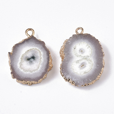 Natural Druzy Agate Pendants G-N325-04F-1