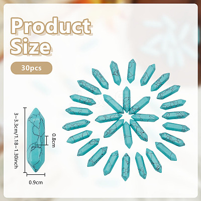 30Pcs Dyed Faceted Bullet Synthetic Turquoise Points for Wire Wrapped Pendants Making G-OC0005-98-1