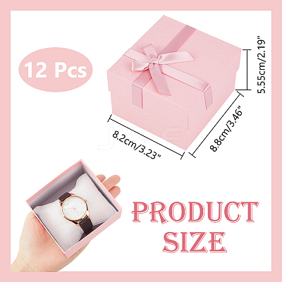 Square Cardboard Watch Package Boxes CON-WH0086-105A-1