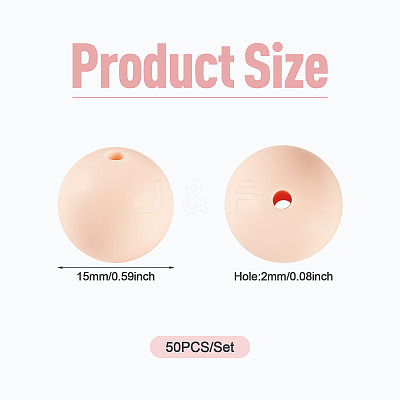 50Pcs Food Grade Eco-Friendly Silicone Beads SIL-TADJ0001-03E-1
