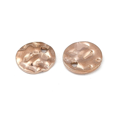 304 Stainless Steel Textured Disc Charms STAS-Q336-11A-RG-1