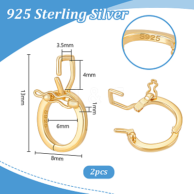 2Pcs Rhodium Plated 925 Sterling Silver Twister Clasps STER-PH0004-51G-1