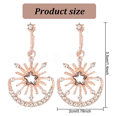 3 Pairs 3 Colors Crystal Rhinestone Sun with Moon Dangle Stud Earrings EJEW-AN0001-72-1