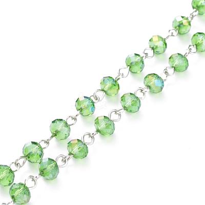Handmade Electroplate Glass Beaded Chains AJEW-JB00529-08-1