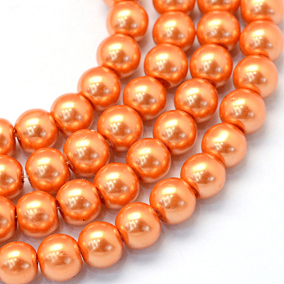 Baking Paint Pearlized Glass Pearl Round Bead Strands HY-Q003-10mm-36-1