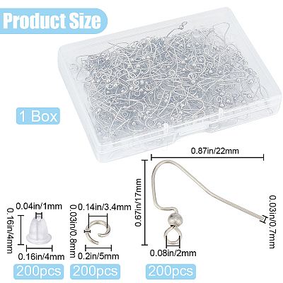 200Pcs 304 Stainless Steel Earring Hooks STAS-SP0001-44-1