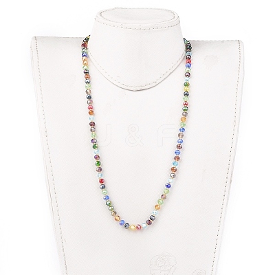 Electroplate Faceted Abacus Glass Beaded Necklaces NJEW-JN02623-1