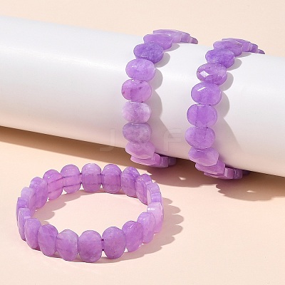 Oval Natural Malaysia Jade Beaded Stretch Bracelets G-P589-02A-03-1