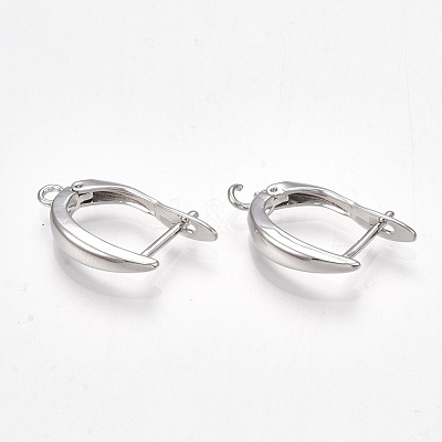 Brass Hoop Earring Findings with Latch Back Closure X-KK-S350-072P-1