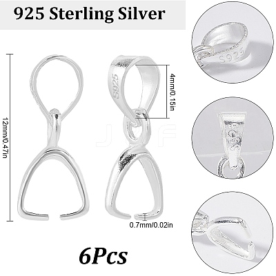 6Pcs 925 Sterling Silver Pendants Bails STER-SC0001-31-1
