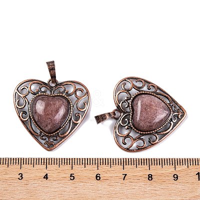 Natural & Synthetic Mixed Gemstone Peach Love Heart Pendants G-G158-01-AB-1