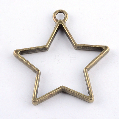 Rack Plating Alloy Star Open Back Bezel Pendants PALLOY-S047-40E-FF-1
