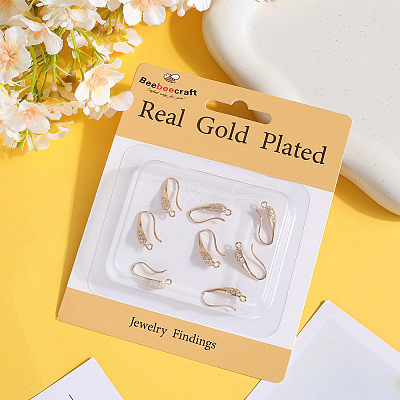 5Pairs Brass Micro Pave Cubic Zirconia Ear Hooks KK-BBC0014-85-1