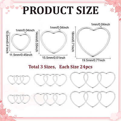 72Pcs 3 Styles 304 Stainless Steel Linking Ring STAS-ME0002-38-1