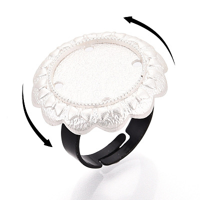 Adjustable Flower Alloy & Iron Bezel Cup Ring Base with Rotatable Tray MAK-T012-07S-1