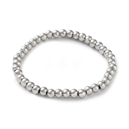 Non-Tarnish 316 Surgical Stainless Steel Round Beaded Stretch Bracelets LS-BJEW-M305-01C-P-1
