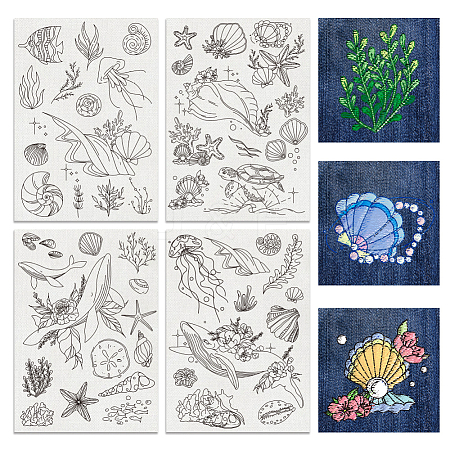 4 Sheets 11.6x8.2 Inch Stick and Stitch Embroidery Patterns DIY-WH0455-153-1