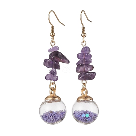 Natural Amethyst Chips Dangle Earrings EJEW-JE05634-05-1