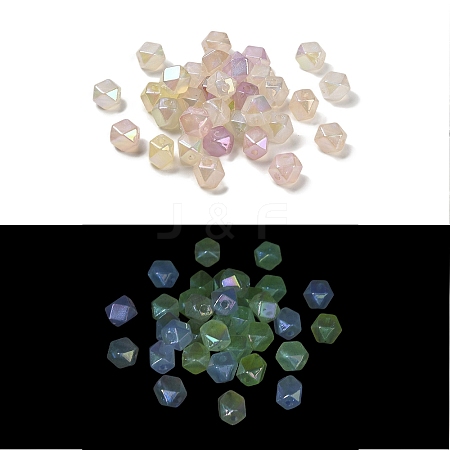 Polygon UV Plating Luminous Rainbow Iridescent Acrylic Beads LACR-R001-04A-1