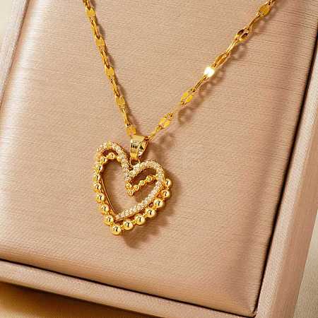 Simple and Elegant Brass Micro Pave Clear Cubic Zirconia Pendant Necklaces for Women XQ3447-2-1