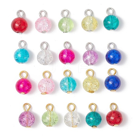 20Pcs 2 Styles Spray Painted Crackle Glass Charms PALLOY-JF03253-1