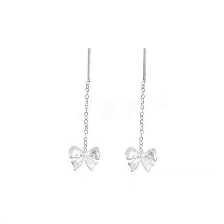 Sterling Silver Bowknot Ear Thread Earrings for Women EK1802-1