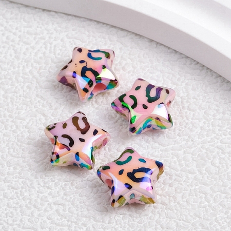 Plating Opaque Rainbow Iridescent Acrylic Beads PW-WG66719-02-1