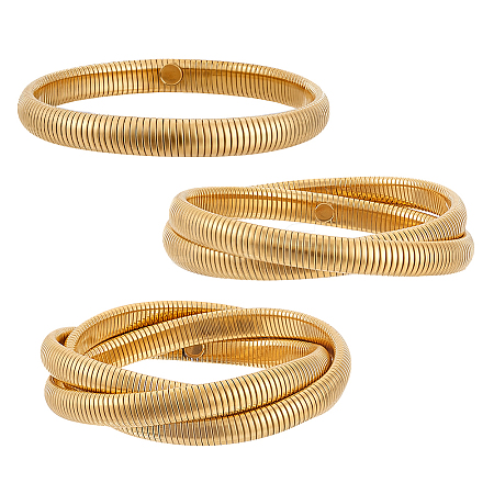 3Pcs 3 Styles Stainless Steel Bangles BJEW-PH0004-54-1