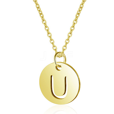 201 Stainless Steel Initial Pendants Necklaces NJEW-S069-TN508-U-1