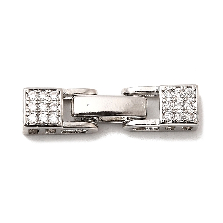 Brass Micro Pave Clear Cubic Zirconia Fold Over Clasps KK-C075-36P-1