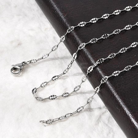 Tarnish Resistant 304 Stainless Steel Dapped Cable Chain Necklaces STAS-O053-03P-1