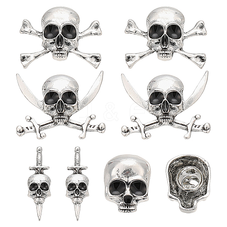 8Pcs 4 Styles Halloween Alloy Lapel Pin Backs for Backpack Clothes JEWB-NB0001-33-1