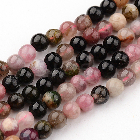 Natural Tourmaline Round Bead Strands G-F269-05-8mm-1