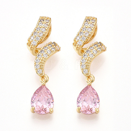 Brass Micro Pave Cubic Zirconia Pendants KK-T070-65B-1
