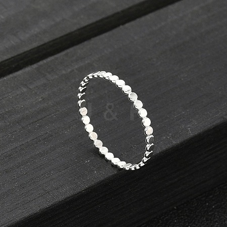 925 Sterling Silver Flat Beaded Finger Rings for Women RJEW-NH0002-01C-S-1