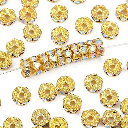 Brass Rhinestone Spacer Beads RSB028NF-02G-1