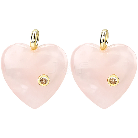 2Pcs Natural Rose Quartz Pendants G-FH0002-76B-1