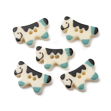 2-Hole Printed Opaque Resin Buttons RE-CBA2984-27-1
