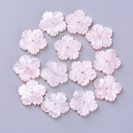  Jewelry Beads Findings Cellulose Acetate(Resin) Beads, Flower, Pink, 19x20x3mm, Hole: 1mm
