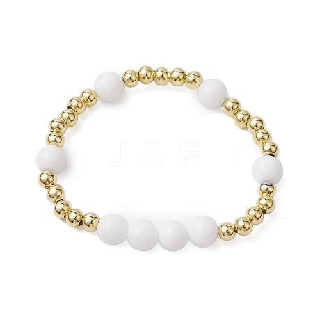 Round 304 Stainless Steel & Natural White Jade Beaded Stretch Bracelets for Women BJEW-JB11053-02-1