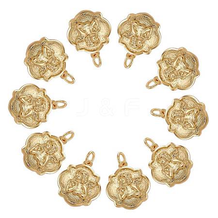 10Pcs Brass Pendants ZIRC-SZ0004-40-1