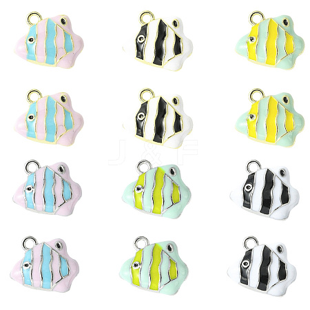 12Pcs 6 Colors Alloy Enamel Charms ENAM-CJ0007-49-1