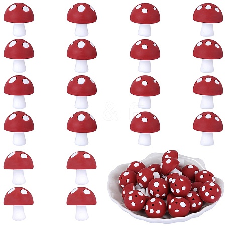 10Pcs Mushroom Silicone Focal Beads JX901B-01-1