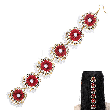 Retro Flower Alloy & Glass & ABS Plastic Hair Accessories EJEW-WH20018-02A-1
