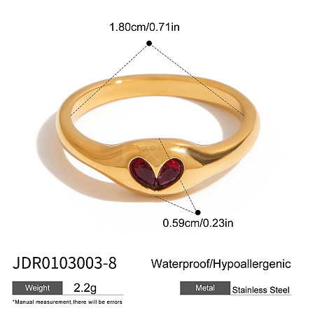 304 Stainless Steel Cubic Zirconia Finger Rings FS-WG9EDCA-02-1