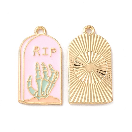 Light Gold Plated Alloy Enamel Pendants ENAM-L040-005KCG-02-1