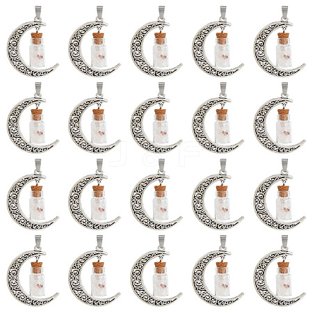 Unicraftale 20Pcs Column Glass Bottle with Rose Quartz inside Pendants FIND-UN0001-91-1