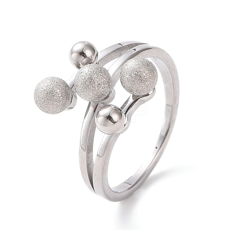 Non-Tarnish 304 Stainless Steel Round Ball Finger Ring for Women RJEW-D120-13B-P-1