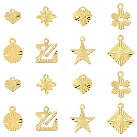32Pcs 8 Styles Rack Plating Brass Charms KK-FS0001-53-1