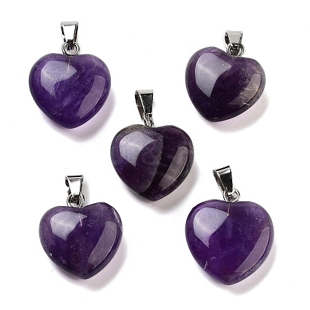 Natural Amethyst Charms X-HEAR-PW0001-057-37-1